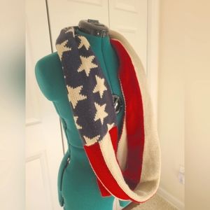 Knitted American Flag Infinity Scarf